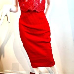 NWT Fashion Nova red pencil midi skirt